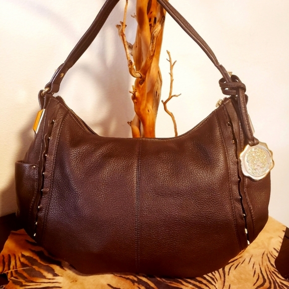 NWOT VINCE CAMUTO-Imp.Brown Gold Studded Accent Handbag - Picture 2 of 8